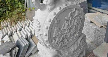 日照芝麻白抱鼓石 庭院抱鼓石