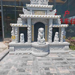 日照芝麻白中国黑石材套墓 花岗岩墓碑