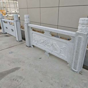 日照芝麻白河道栏杆 石材栏杆