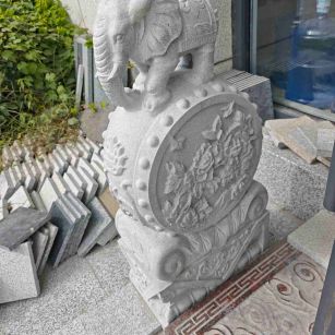 日照芝麻白抱鼓石 庭院抱鼓石