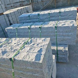 日照芝麻白自然面整石 坐凳