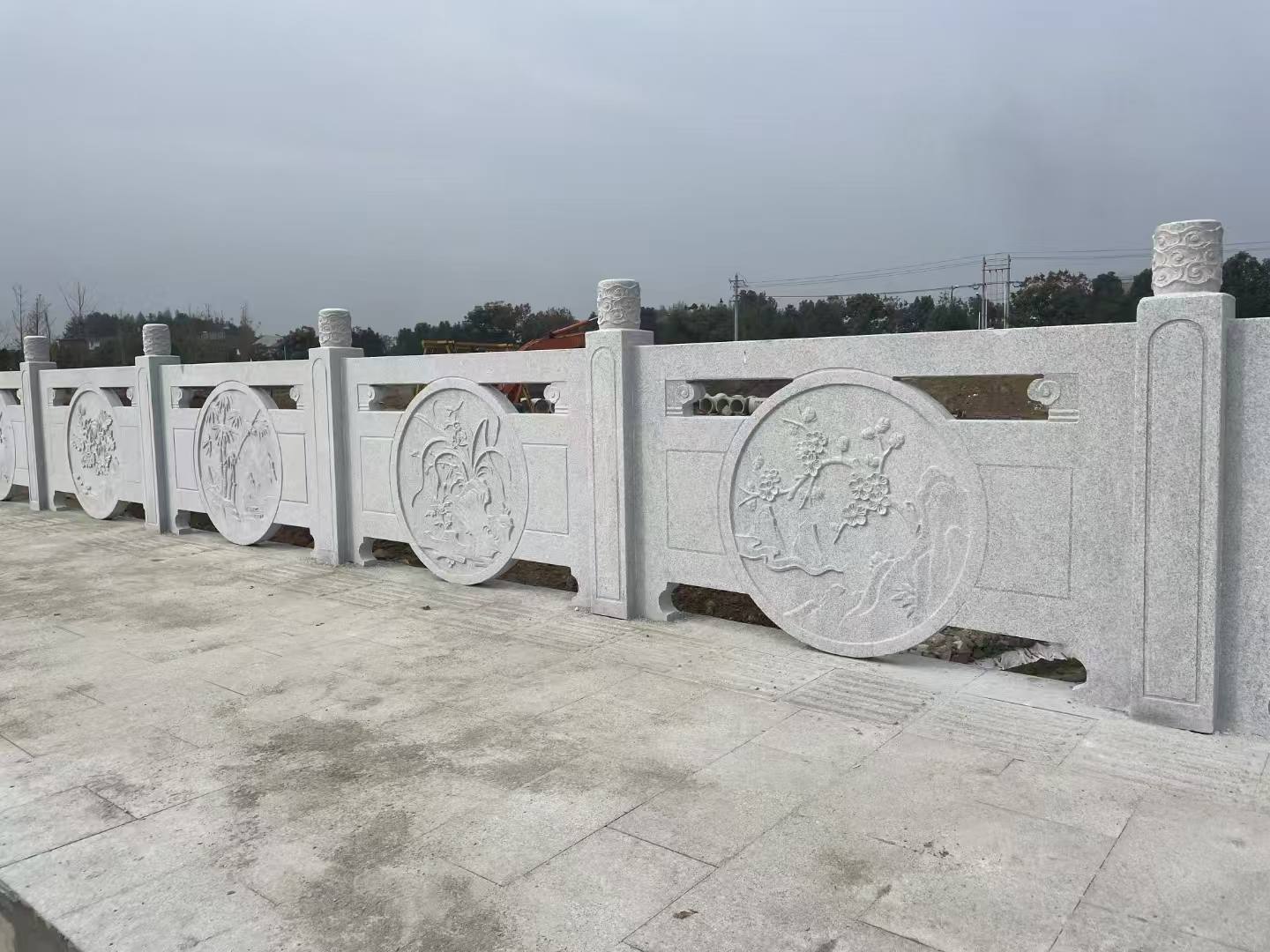 日照芝麻白河道栏杆 石材栏杆